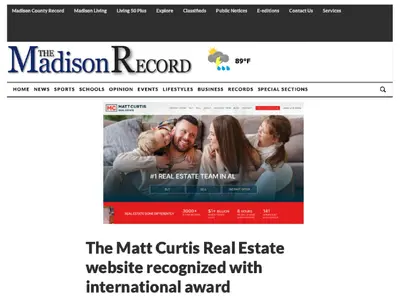 Matt Curtis Real Estate earned international recognition by winning bronze at the 2022 Summit Creative Awards for their website, www.mattcurtisrealestate.com. Competing against over 3,400 entries from 19 countries, the site was celebrated for its innovati